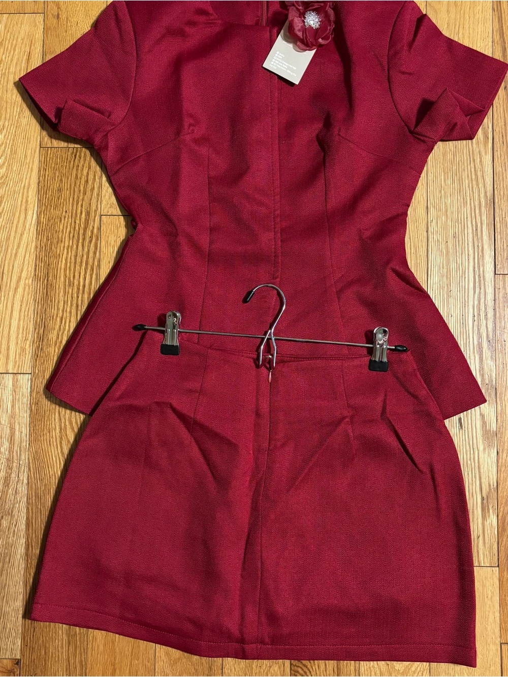 Genevievee Red Textured Dress Set - S